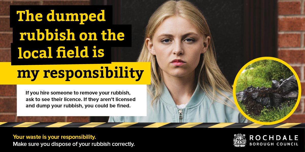 Don’t get caught out using an unlicensed waste carrier. If they dump your waste somewhere, you will still be responsible for it and could be fined. Find a licensed waste carrier: rochdale.gov.uk/flytipping