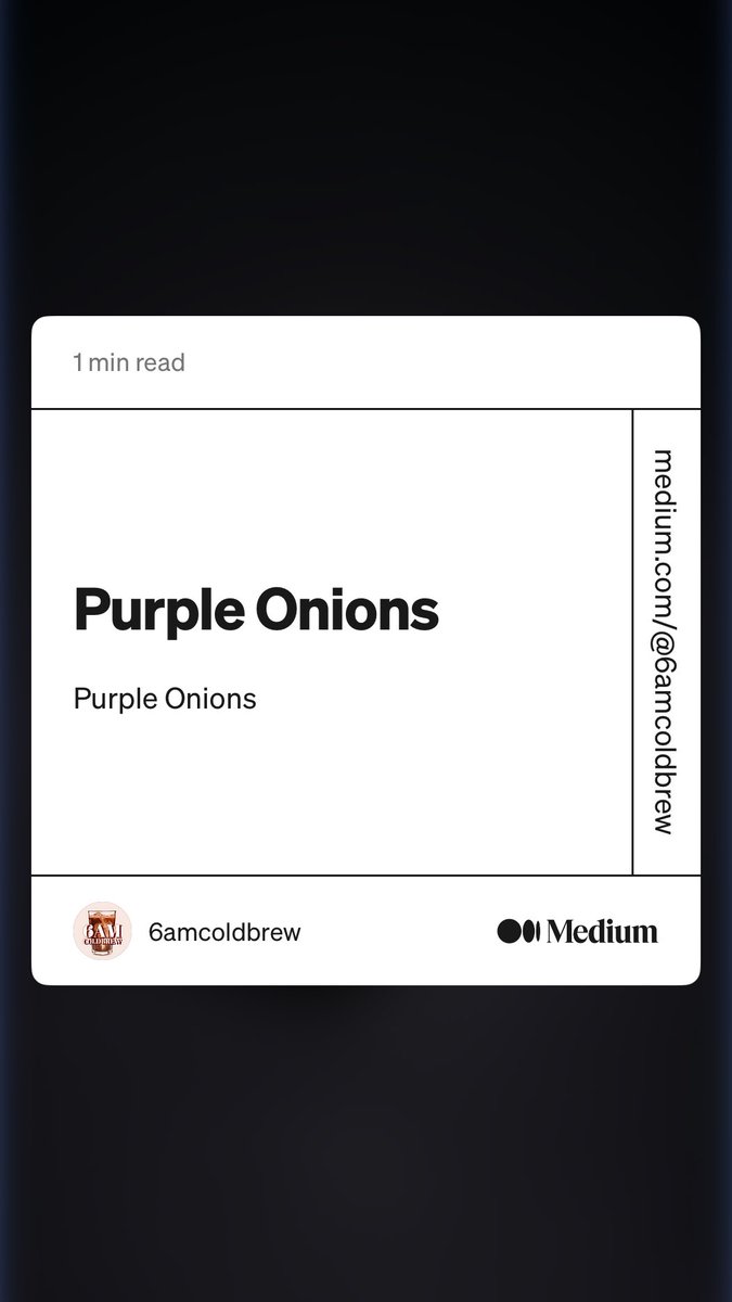 “Purple Onions” by 6amcoldbrew
medium.com/@6amcoldbrew/p…

#shortstory opening ⁦@MondayBlogs⁩ #writingcommunity