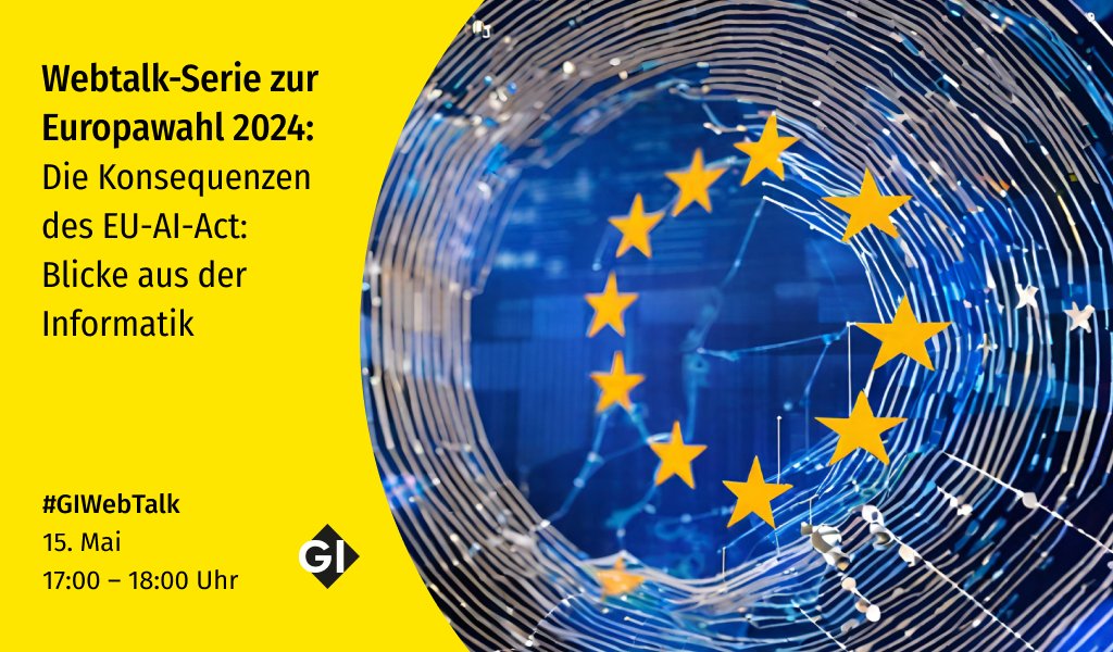 informatikradar's tweet photo. Welche Konsequenzen hat der #AIAct für die Informatik? Das beleuchten wir am Mittwoch im #GIWebTalk zur #Europawahl.
Jetzt anmelden und mitdiskutieren
👉https://t.co/j1eS7N6tGR https://t.co/UpS2gkWqR6