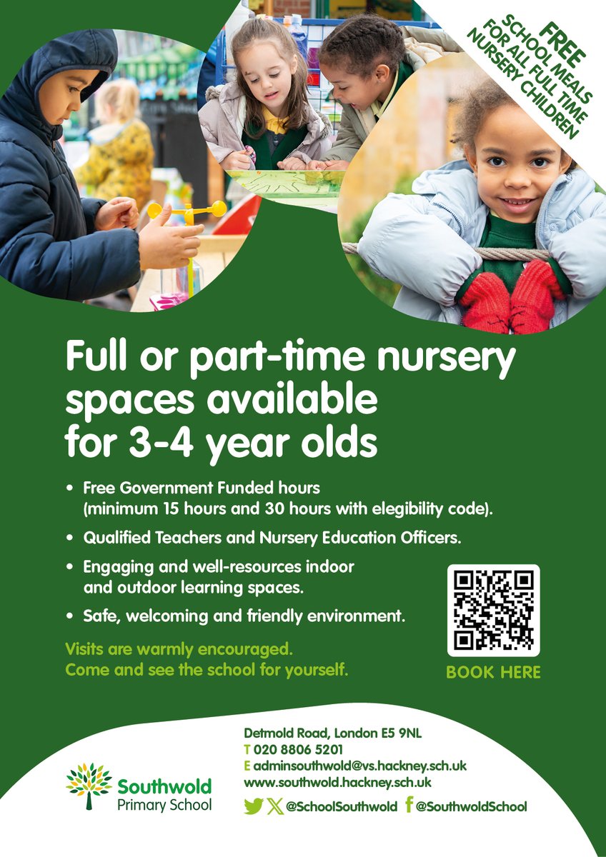 We are currently open to #nursery #admissions! Our vibrant and rich curriculum is designed to foster children's confidence and passion for learning, and we invite parents and carers to experience this first-hand. Call or email us to book a tour! @hackneycouncil @hackneysuccess