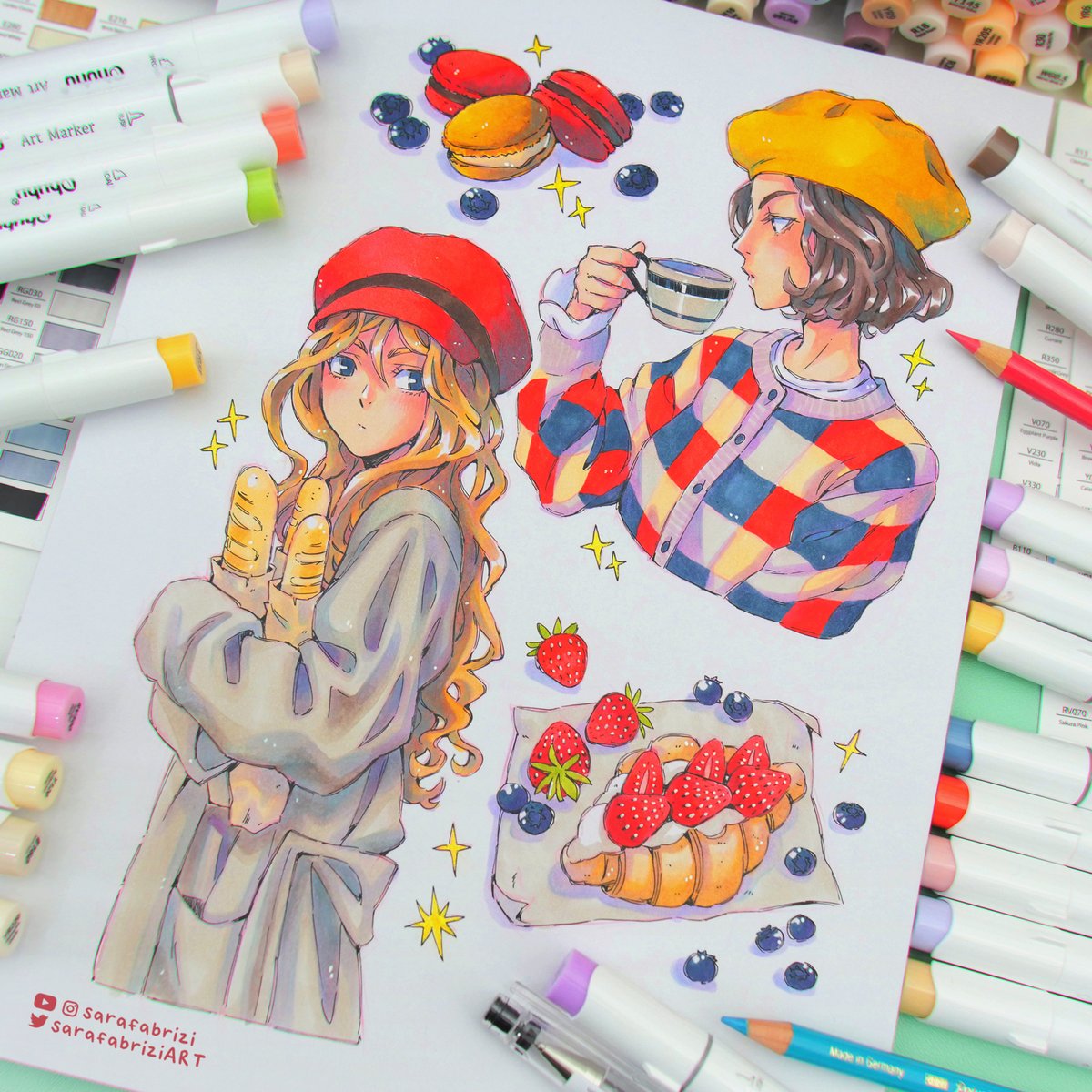 it's been a while since I colored with ohuhu markers, it was so much fun! ❤️ but drawing sweets makes me so hungry ! 😳🍰✨
