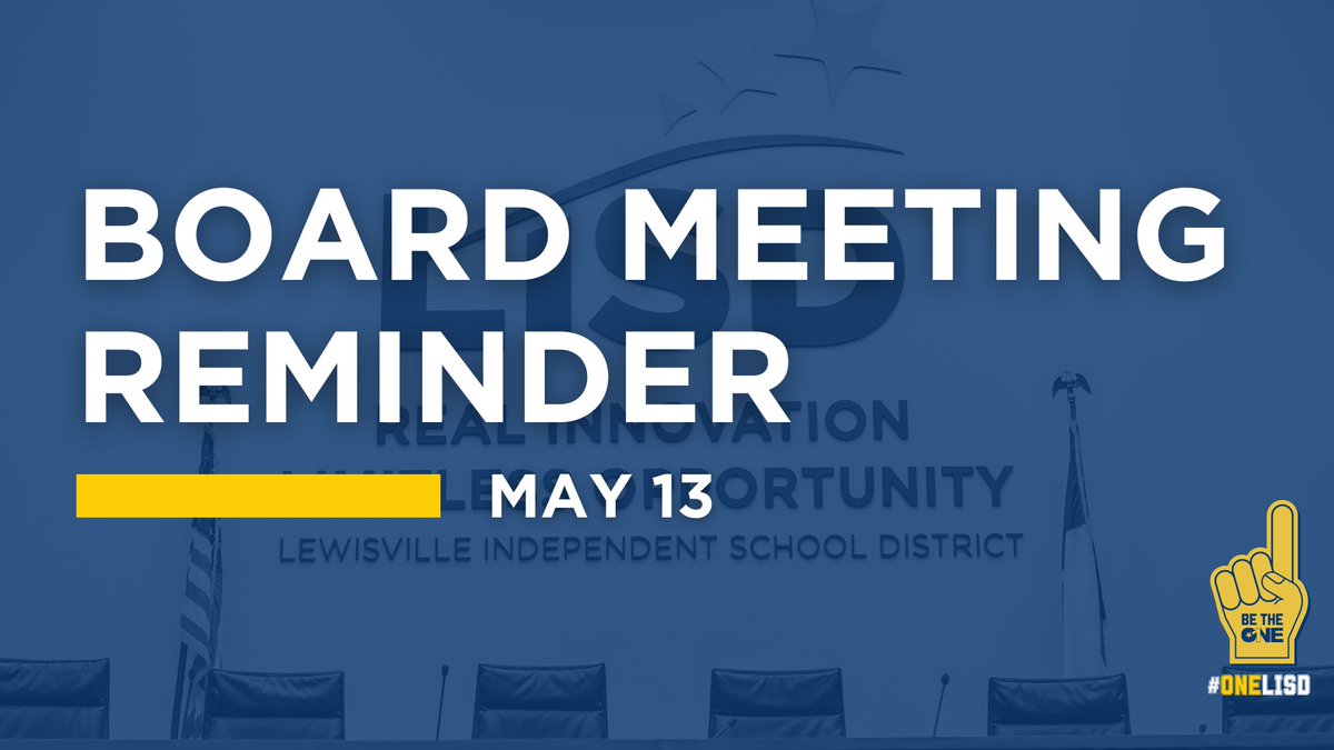 𝐑𝐞𝐦𝐢𝐧𝐝𝐞𝐫: Tonight is Lewisville ISD's regularly-scheduled board meeting. Find more details at lisd.net/board or subscribe for email reminders at lisd.net/Page/17582. #OneLISD #BeTheOne