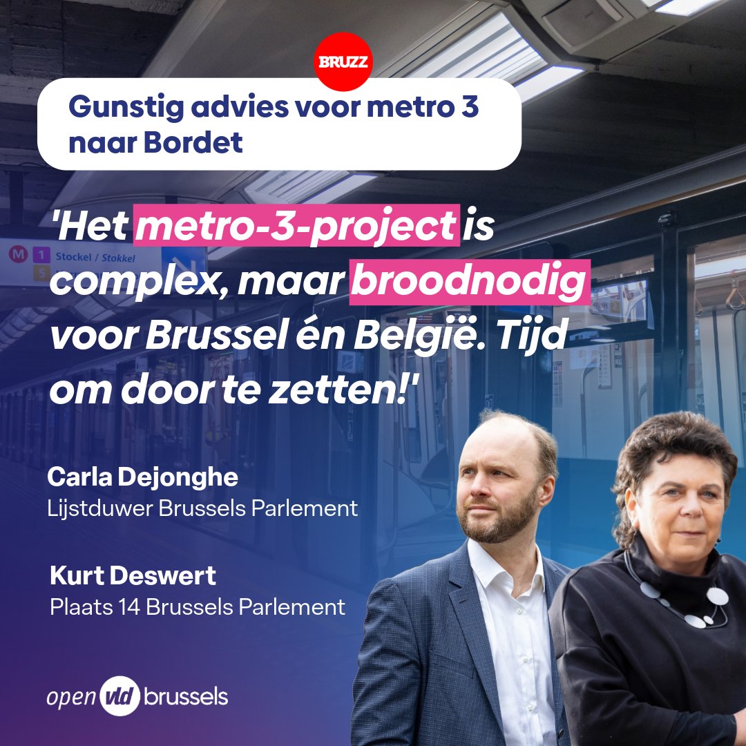 Goed nieuws! De overlegcommissie geeft een gunstig advies voor de verlenging van #metro3 naar Bordet, zij het onder strikte voorwaarden.
Ces conditions comprennent entre autres l’anticipation d’une future extension vers Haren et Zaventem. 
<a href="/DeswertKurt/">Kurt Deswert</a> <a href="/DejongheCarla/">Carla Dejonghe</a>