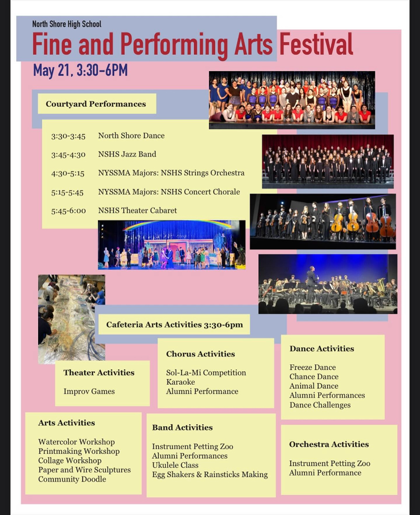 nshoredance's tweet image. Come join us and our Fine and Performing Arts peers at the Fine and Performing Arts Festival on May 21st from 3:30 to 6 pm in the High School Courtyard. There will be various performances and activities. We hope to see you there! @drzublionis @NSArts1 @SHELLNORTHSHORE