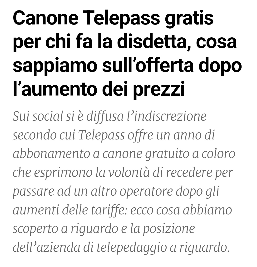 elivito's tweet image. #Telepass base family: su mia richiesta ho ottenuto dal servizio clienti 6 mesi di canone gratis, chi offre di più?