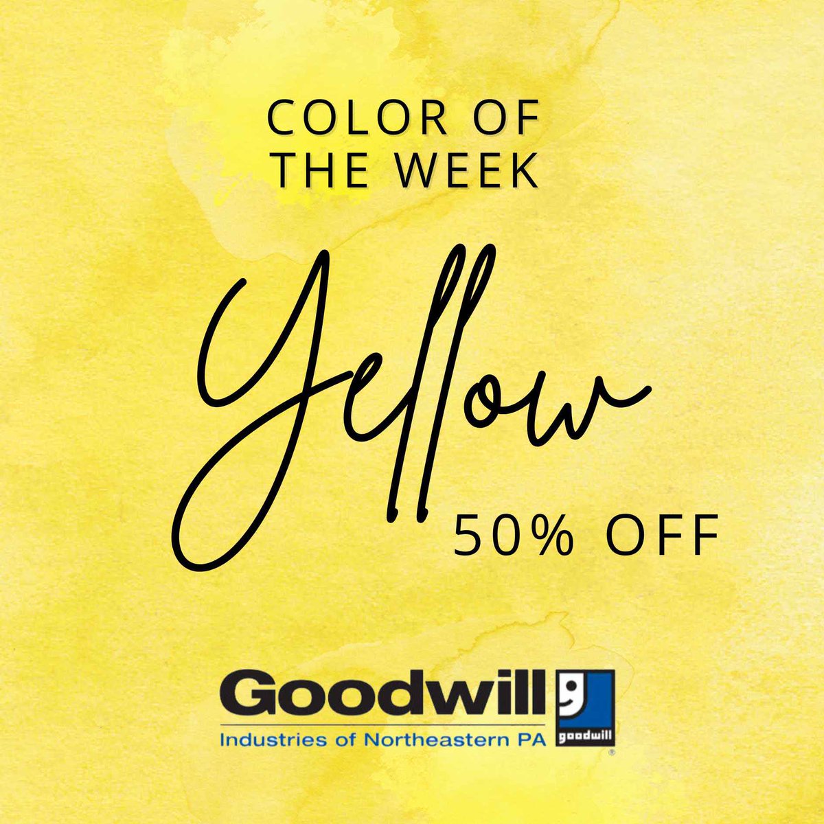 This week's 50% off color of the week is
🟨YELLOW🟨
#HappyThrifting #GoodwillofNEPA