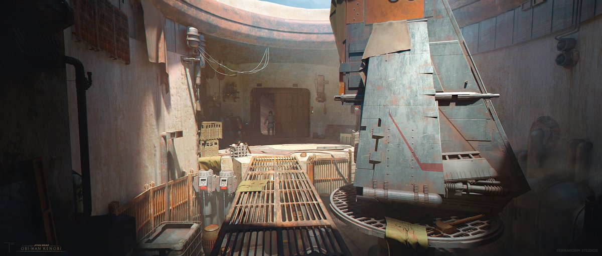 Lars Family hangar.
Funny and incredible honor to be part of the design of Luke’s home and hangar with the iconic T-16 parked!.
.
.
Work done for @LucasFilm and @Terraformstudios
#obiwanKenobi 
#StarWars