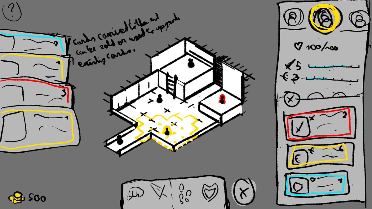 Oli4_VH's tweet image. Little mockup idea thingy I had
Squad management - turn based strategy, starting each run "naked", you collect cards/gear during a dungeon crawl. Heroes get better at stuff by actually using a card type. Some other things, random dungeons, permadeath etc
#gamedev #mockup