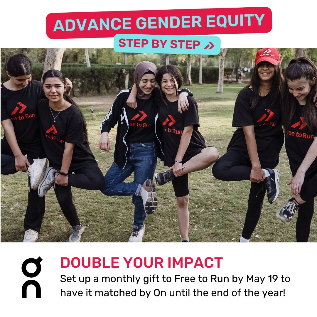 We’re thrilled to announce that for this week only, if you set up a monthly gift to Free to Run it will be matched by our partners at <a href="/on_running/">On</a> until the end of the year! ❤️ Learn more at freetorun.org/match