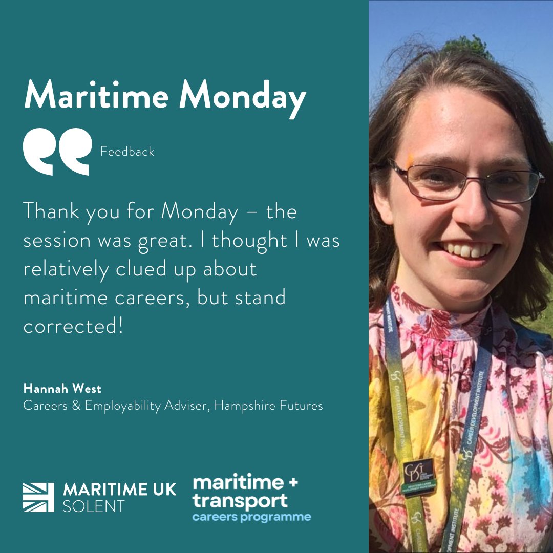 🌊 We love hearing feedback like this! Thank you, Hannah, for joining our Maritime Mondays event. We're thrilled to hear that it provided valuable insights into maritime careers. #MaritimeMondays #CareerExploration #MaritimeUKSolent