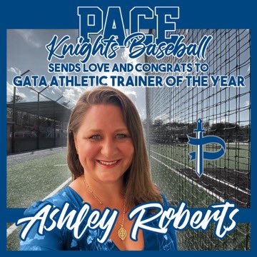 Very few people have given to the program the way this amazing person has… so we know how much she deserves this honor!! Thanks for keeping us healthy and Congrats to the Georgia Athletic Trainers Association’s Trainer of the year… Ashley!!! 🔵⚔️⚾️⚔️🔵 #PKB LOVES YOU! 💙