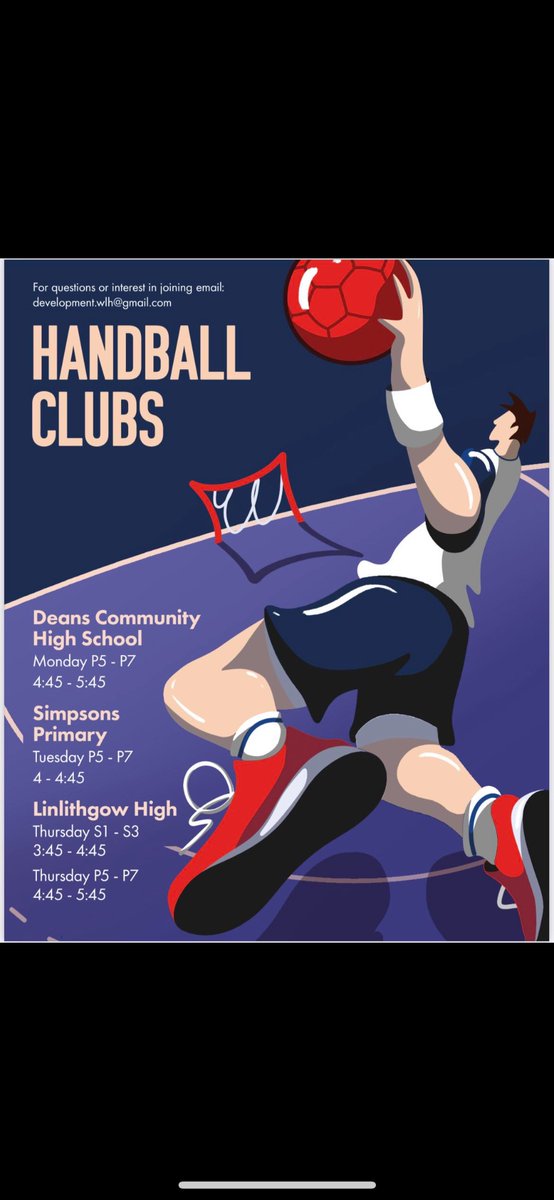 West Lothian Handball community development (@wl_handball) on Twitter photo New club starting tomorrow 🎉🤾♀️🤾♂️
Bathgate- Simpson PS 4-4:45
✨free to come and try
✨all abilities welcome
<a href="/ActiveS_Bgate/">Active Schs Bathgate</a> <a href="/livingston_hc/">Livingston Handball (WL/Livi)</a> <a href="/ActiveWL/">Active West Lothian</a> <a href="/SimpsonPrimary/">Simpson Primary</a> <a href="/ActiveS_Adale/">Active Schs Armadale</a> <a href="/ActiveS_Wburn/">Active Schools Whitburn Cluster</a> New club starting tomorrow 🎉🤾♀️🤾♂️
Bathgate- Simpson PS 4-4:45
✨free to come and try
✨all abilities welcome
<a href="/ActiveS_Bgate/">Active Schs Bathgate</a> <a href="/livingston_hc/">Livingston Handball (WL/Livi)</a> <a href="/ActiveWL/">Active West Lothian</a> <a href="/SimpsonPrimary/">Simpson Primary</a> <a href="/ActiveS_Adale/">Active Schs Armadale</a> <a href="/ActiveS_Wburn/">Active Schools Whitburn Cluster</a>