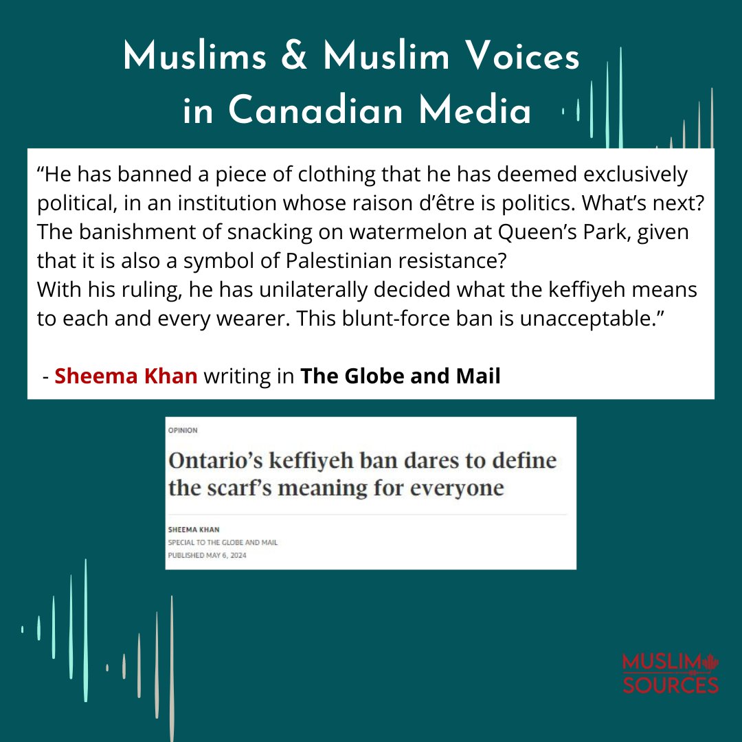 MuslimSources's tweet image. Our highlights of Muslims and Muslim voices in Canadian media this past week:  #amplifyingMuslimvoices