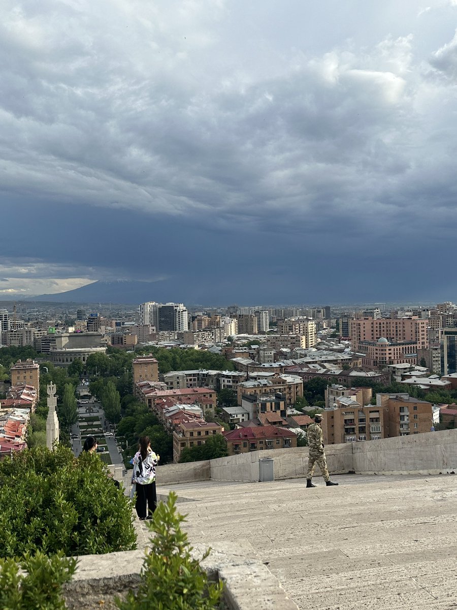 Just sitting at the top of the Cascades in Yerevan, waiting for the clouds to part so I can see Mt Ararat. @DrMaryAlvord