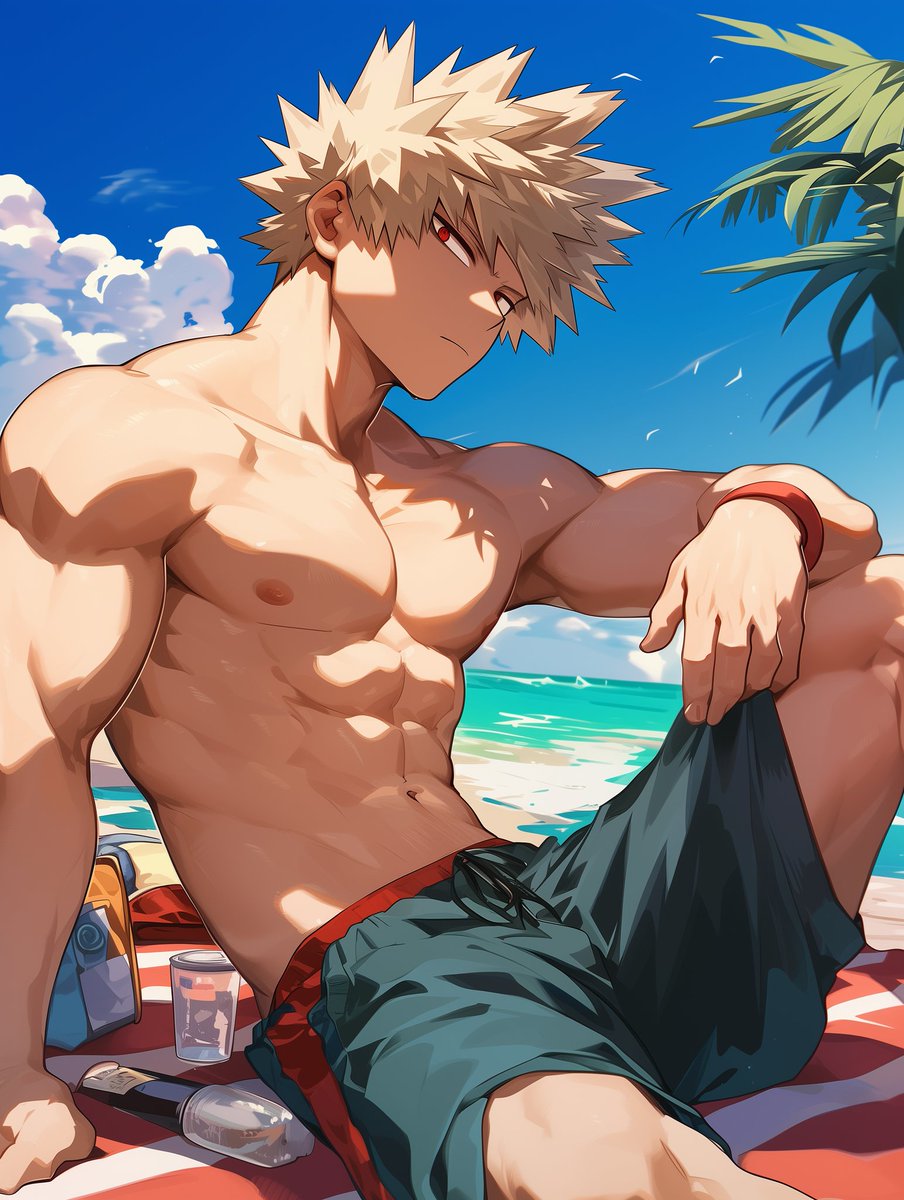 It's so hot today 🌞 🍧 #Bakugo #bakugoukatsuki #Fanart #BokuNoHeroAcademia #MyHeroAcadamia #MyHeroAcademia #anime #AIArtwork #aiartist #nijijourneyv6 #nijijourney #midjourneyart