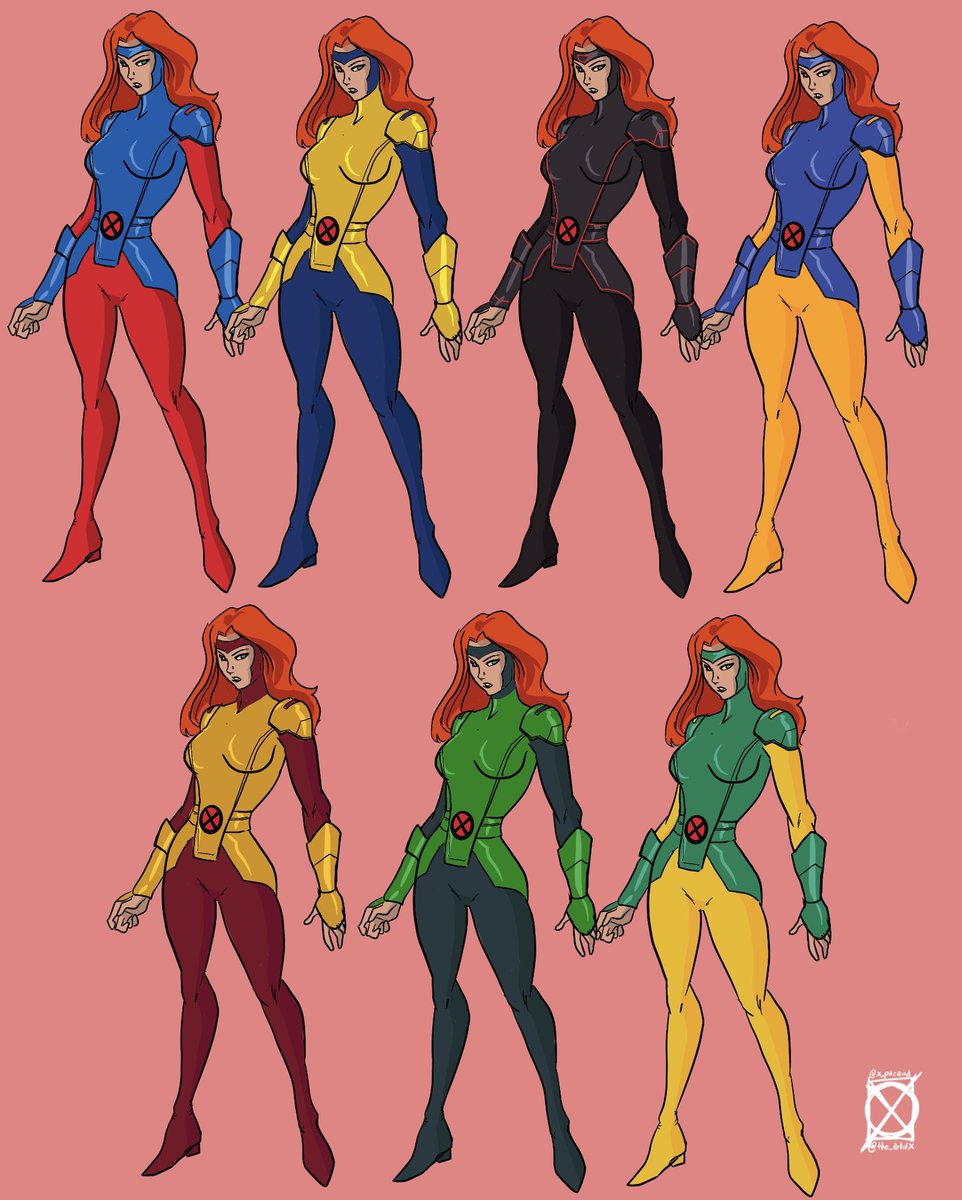 I dig how Jean Grey’s #XmenRed suit has two major color variations so I did a bit of redesign and took some palette swaps featuring #XmenBlue #XmenRevolution #XFactor #xmenmovies #phoenix etc