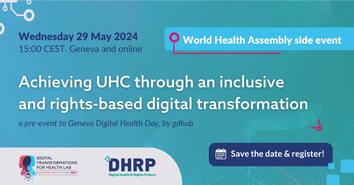 Don't miss out! We are hosting this World Health Assembly side event with @DTH_Lab on the 29th May! ➡️Message us to attend in-person. ➡️Click here to register to attend online: shorturl.at/qruT8