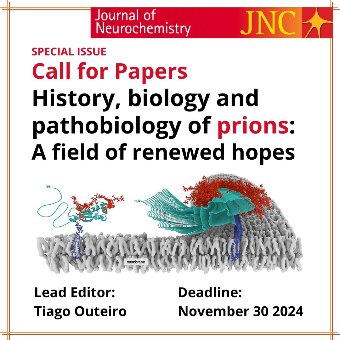 📣New Call for Papers Alert! @JNeurochem is seeking submissions for their upcoming Special Issue 'History, biology and pathobiology of prions: A field of renewed hopes'. Find out more ow.ly/M0bM50REnJa