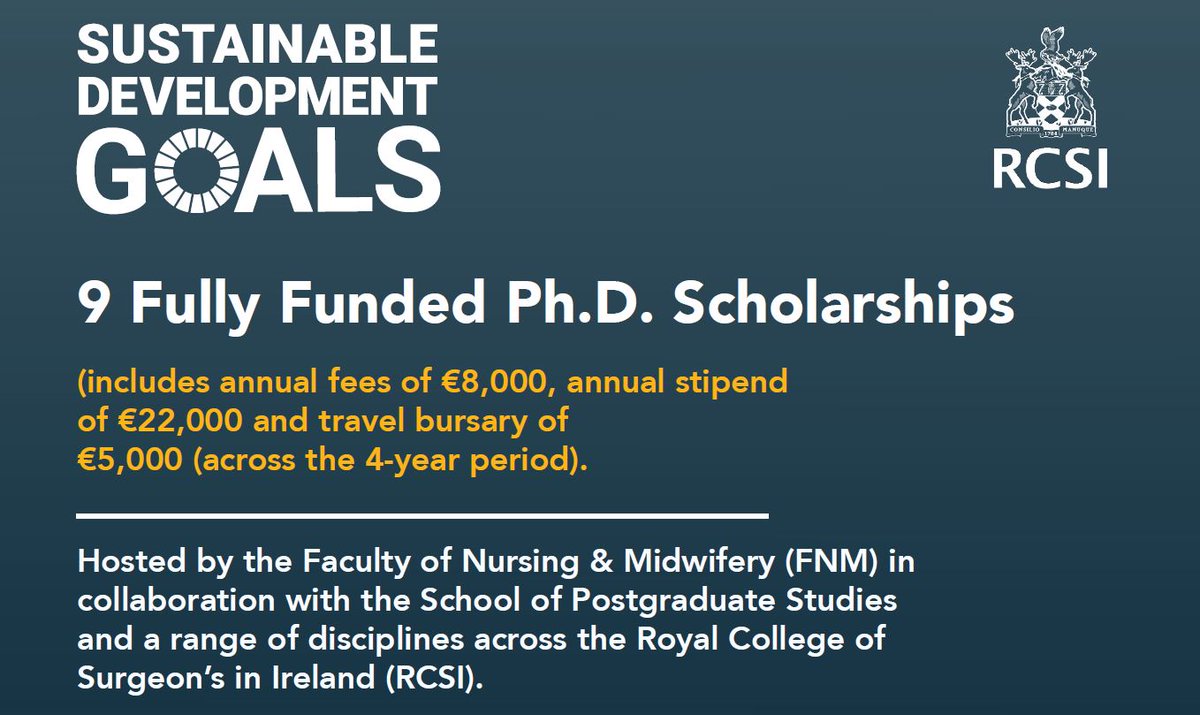The @RCSI_FacNurMid in collaboration with the RCSI School of Postgraduate Studies is offering nine new PhD scholarships! The projects cover a range of disciplines and will start in September 2024. More details and apply 👉 rcsi.com/dublin/researc…
