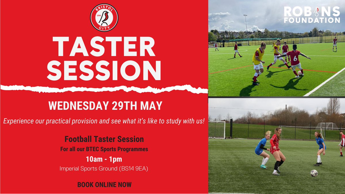 Join us at our next Tester Session in May Half Term!⚽️📚 This session will be run tournament style.🏆 📅𝟮𝟵𝘁𝗵 𝗠𝗮𝘆 ⏰𝟭𝟬𝗮𝗺 - 𝟭𝗽𝗺 📍𝗜𝗺𝗽𝗲𝗿𝗶𝗮𝗹 𝗦𝗽𝗼𝗿𝘁𝘀 𝗚𝗿𝗼𝘂𝗻𝗱 Sign up 👇 bcfc.co.uk/robins-foundat…