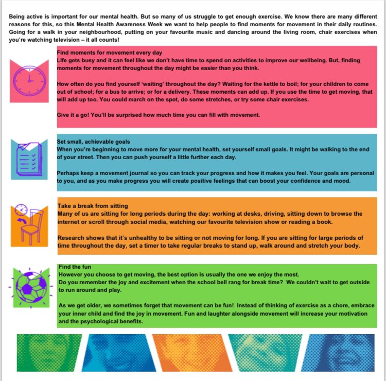 cyp_pmhs's tweet photo. Mental Health Awareness Week 2024 💚 The theme is “ movement : Move more for your Mental health”One of the most important things we can do to help protect our mental health is regular movement.#teambth#mentalhealthawarenessweek #movementformentalhealth  #fyldecoast @BlackpoolHosp https://t.co/wNqFSbcnBe