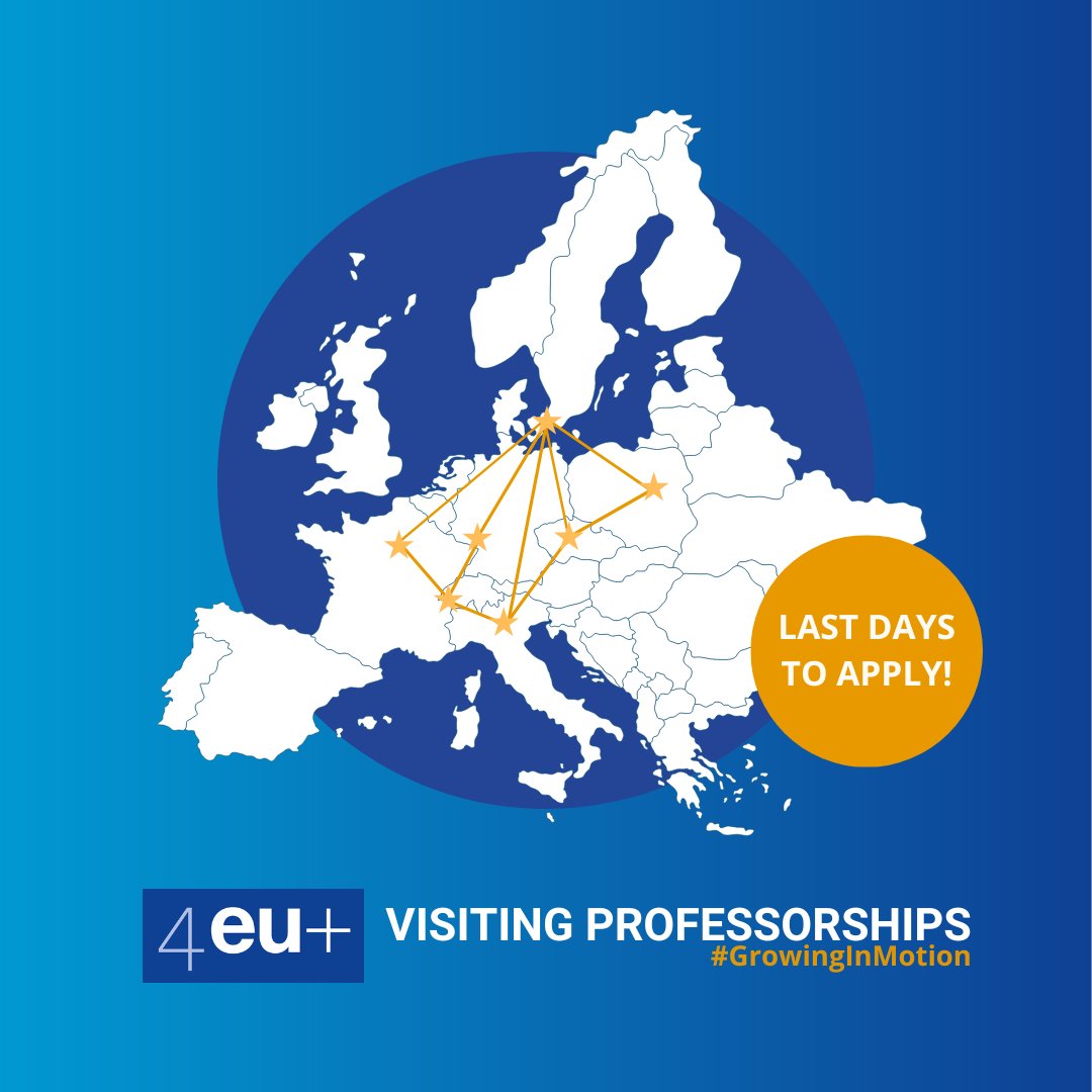 📣 4EU+ Visiting Professorships! / #GrowingInMotion: Last days to apply! 🕚 The deadline for applications is approaching: Monday, 20 May, 23:59 CET❗️ 💻Do you have questions or doubts? Watch the recording of the info session for applicants: bit.ly/4bzCBh1