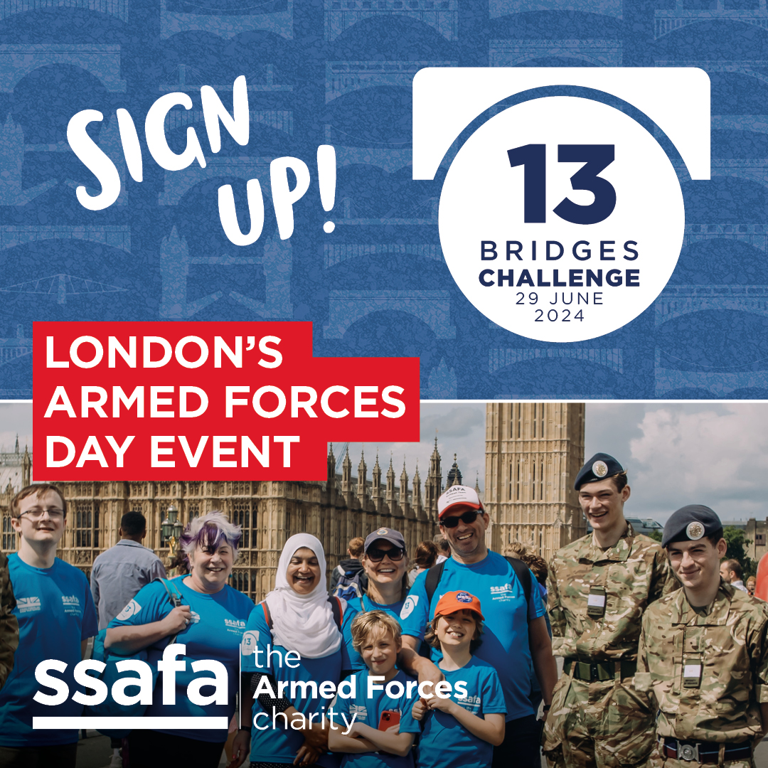 May is #NationalWalkingMonth and the perfect time to sign up for @SSAFA's 13 Bridges Challenge in London on #ArmedForcesDay!

Anyone who’s walked this stunning 10-mile central London route before will tell you that there’s no other challenge quite like it! register.enthuse.com/ps/event/13Bri…