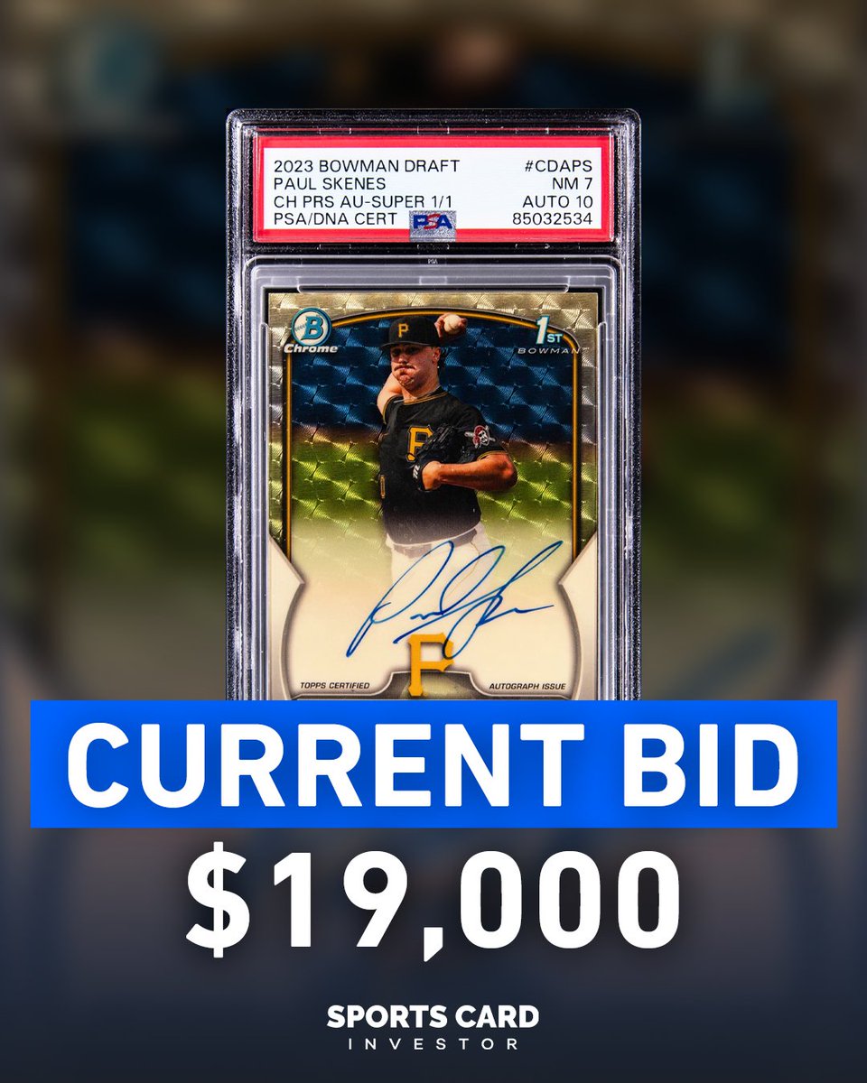 ⚾️Perfect Timing?⚾️ The top pitching prospect made his debut this weekend, coinciding with the auction for his Bowman Draft Superfractor Auto. The Paul Skenes SuperFractor has 19 days left at auction with @GoldinCo. What will the final bid be?