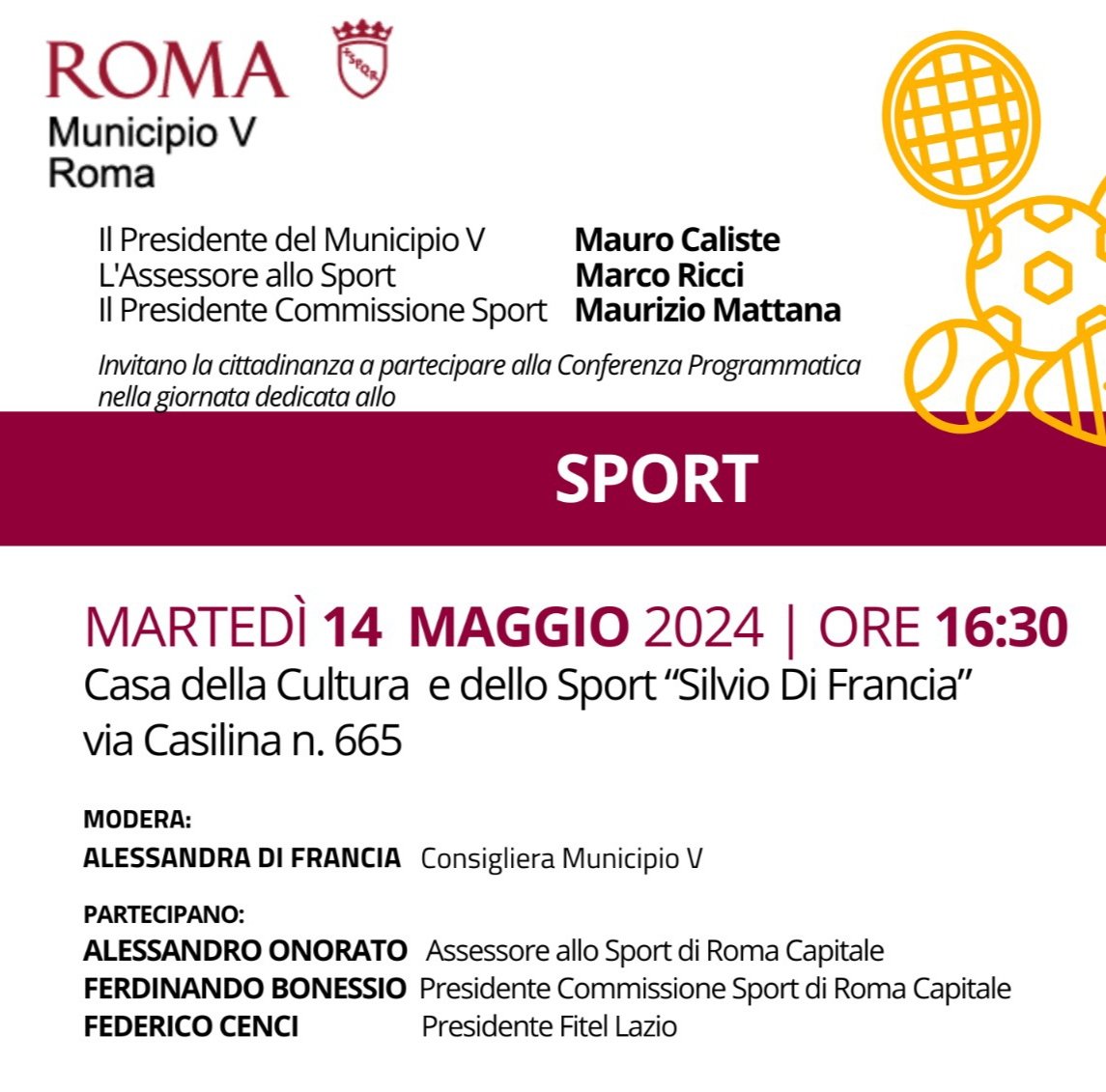 federicocenci's tweet photo. La #fiteL #Lazio interverrà domani a questa conferenza programmatica sullo #sport.
#roma https://t.co/iA2SUjTVlh