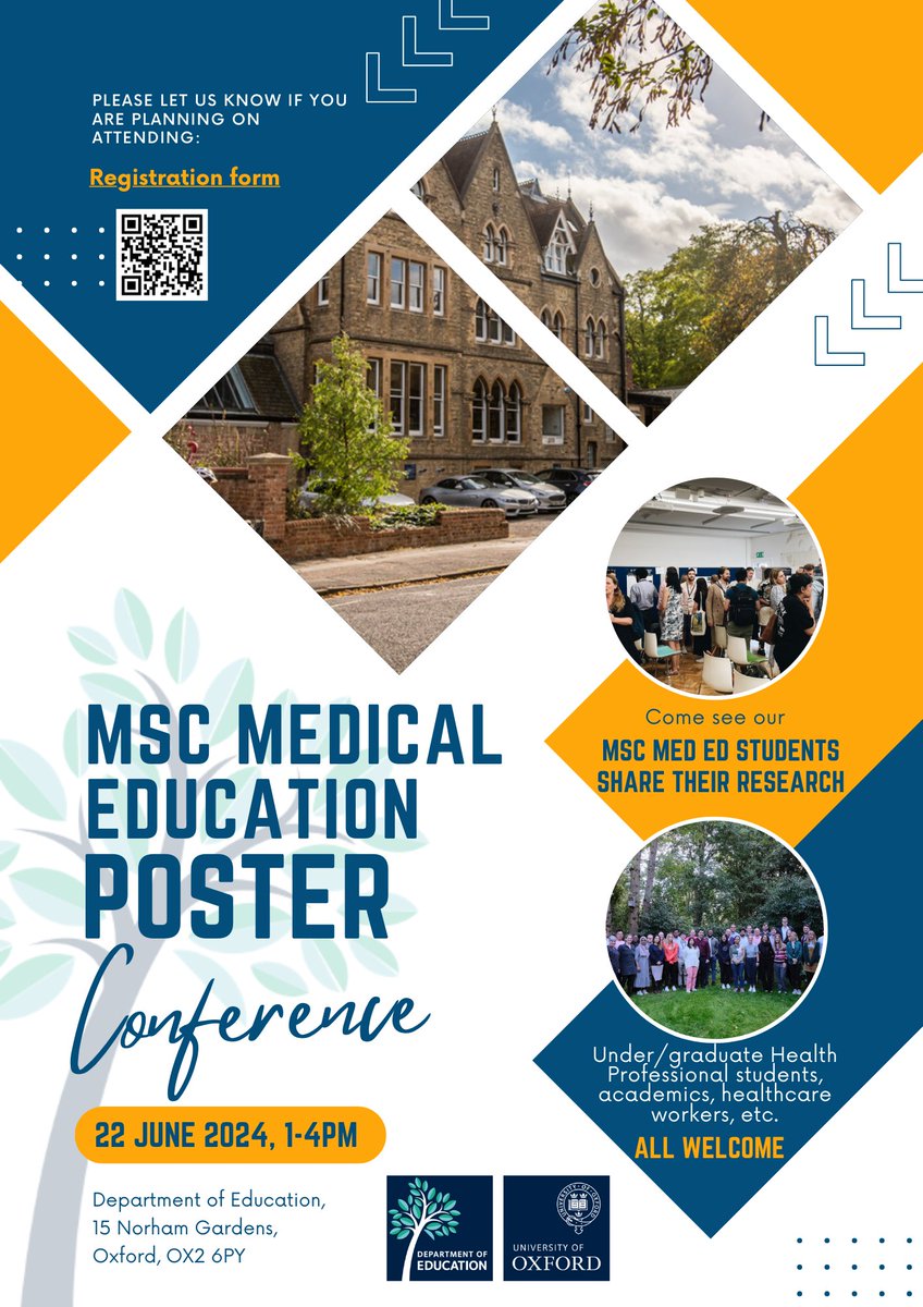 All are welcome to attend the MSc in Medical Education's upcoming student poster conference on Sat 22 June, where our brilliant students will be presenting their #research 👩‍⚕️📚 Let us know if you can come: bit.ly/4bxY8qs