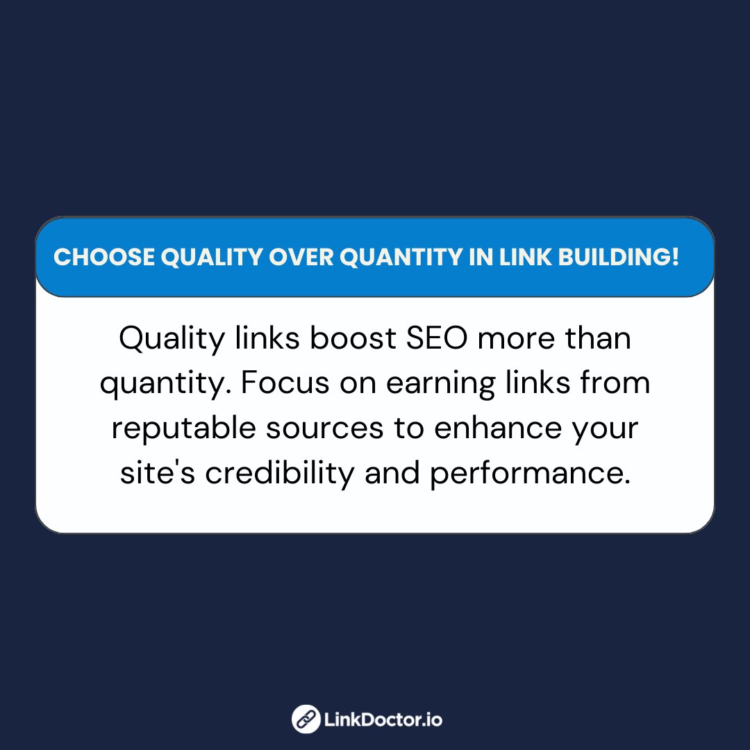 Boost your site's performance with the right links!

#qualitylinks #seoboost #linkdoctor #linkbuildingexpert  #seostrategy #qualityoverquantity