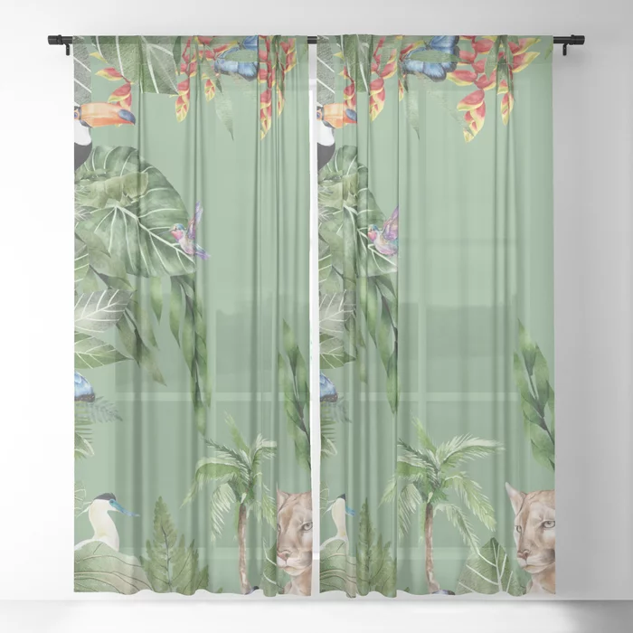 The Magical Jungle Is Filled With Beautiful Animals Sheer Curtains. Save 15% today! New design! society6.com/product/the-ma…