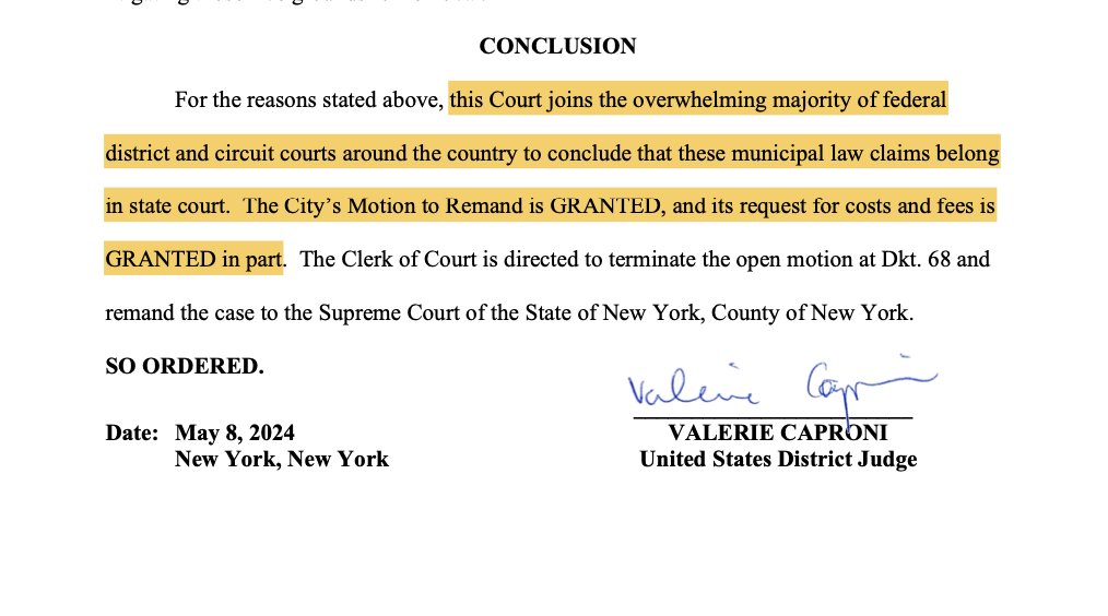 NYC's climate deception & false advertising suit v. #BigOil belongs in state court, judge rules - the latest procedural loss for oil co's in US #climatelitigation

Judge calls out Big Oil for mischaracterizing the Complaint & for repeatedly asserting failed arguments