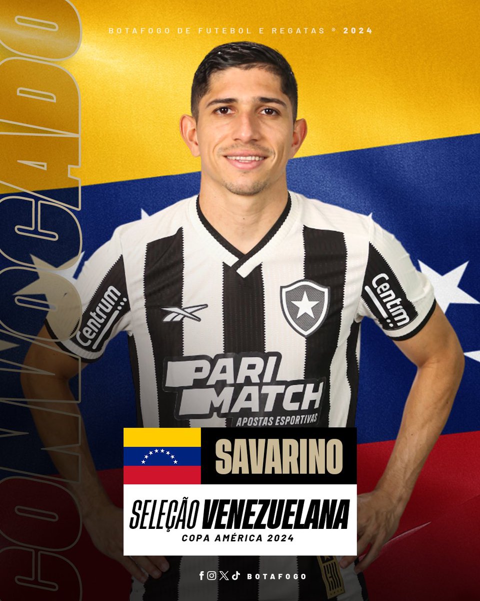 AH, É SAVARINO! ⚽🇻🇪 

Camisa 10 do Glorioso é convocado para defender a Venezuela na Copa América, entre os dias 20 de junho e 14 de julho. Vai com tudo, Sava! ⭐️🔟 #BFR