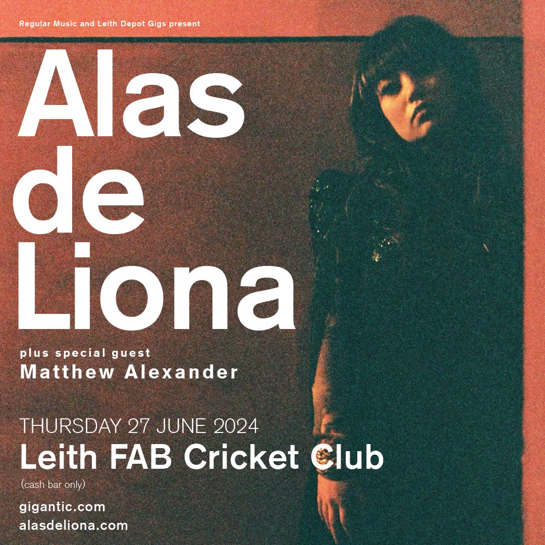 ON SALE NOW/// @alasdeliona plays Leith FAB Cricket Club on Thursday 27 June! Tickets 🎟️ - gigantic.com/alas-de-liona-…
