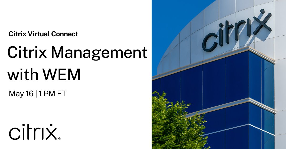 Join the next Citrix Virtual Connect to learn how to unlock the full potential of your Citrix environment with Citrix Workspace Environment Manager. The team will be walking through ways to optimize the end-user experience with WEM. Register here. ➡️ spr.ly/6010jd4Fe