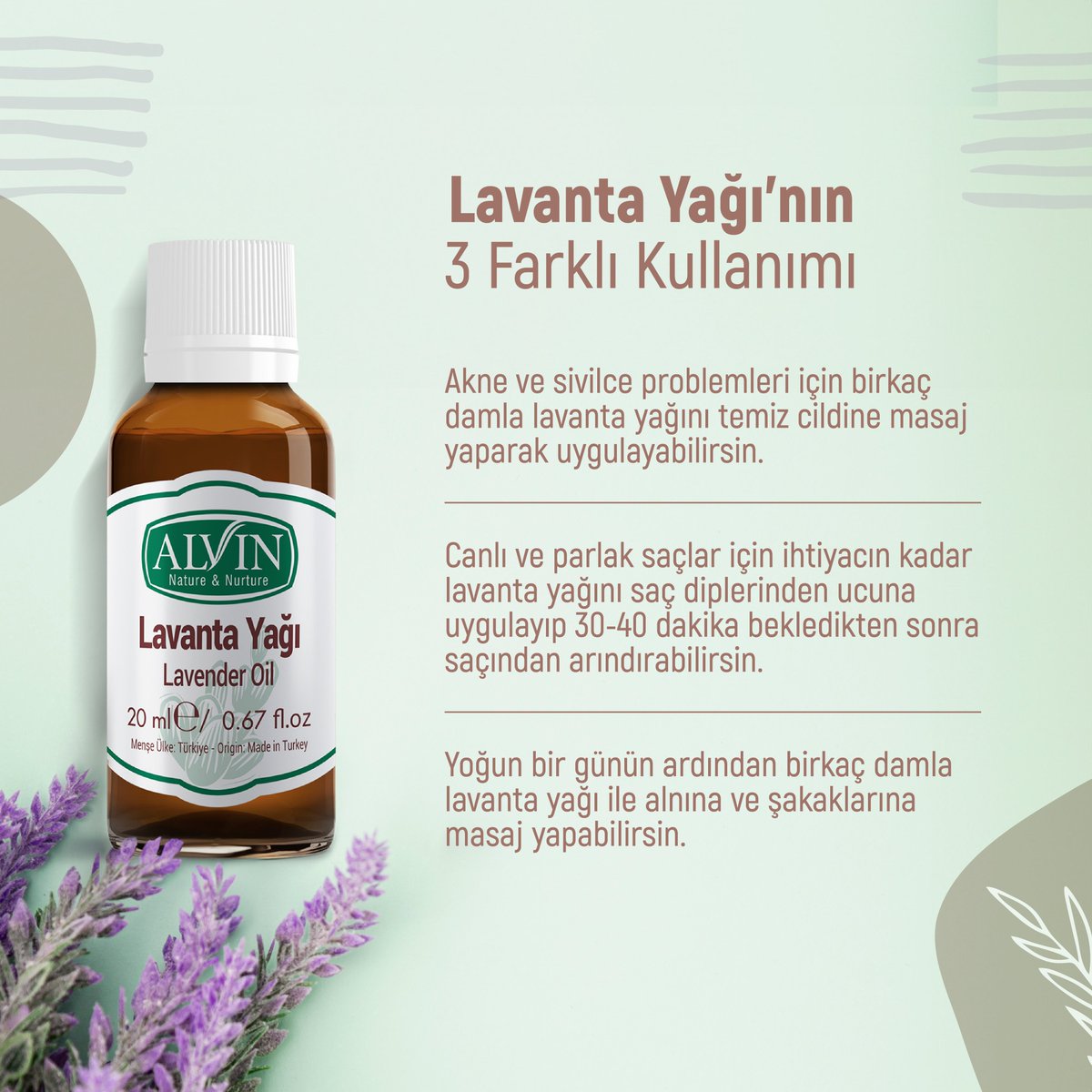 İşte lavanta yağı için bazı kullanım önerileri

Alvin Lavanta yağının doğal ve çok yönlü kullanımıyla yaşamına huzur ve sakinlik kat! 🪻

#alvinnature #aromaterapi #fitoterapi #uçucuyağlar #doğadangelengüç #gıdatakviyeleri #natureandnurture #aromatherapy #lavantayağı