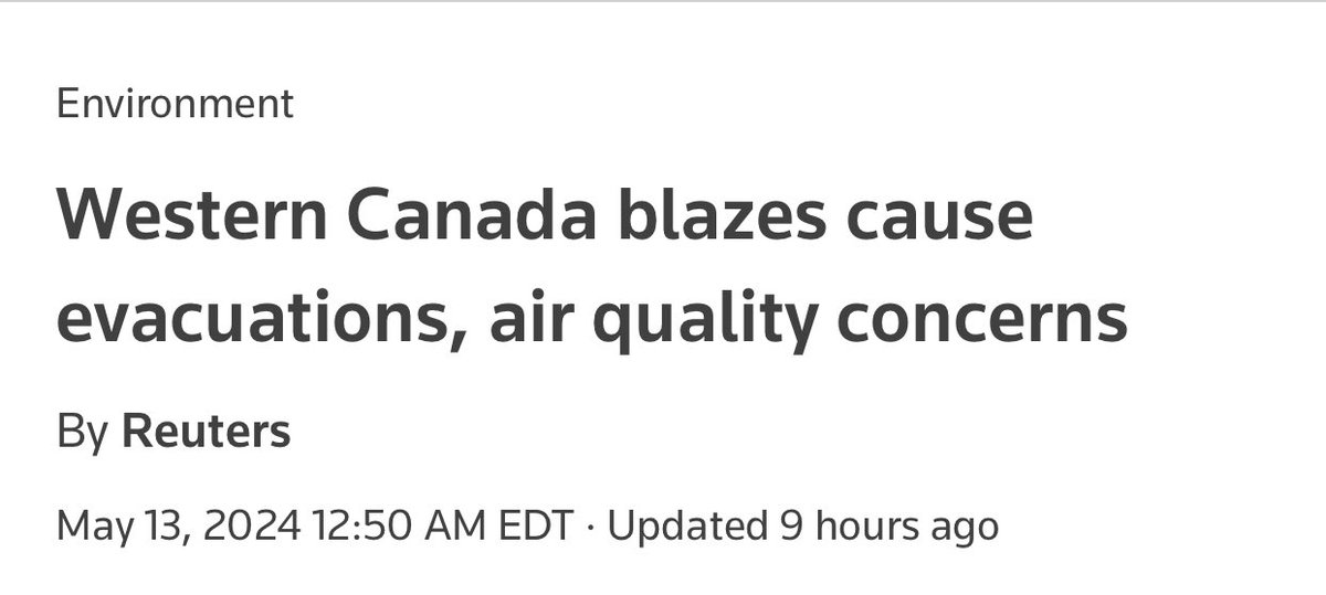 Don’t date cell me that Climate Change isn’t a thing, when in May, since the winter was so terribly mild that western Canada is already having wildfires and evacuations have been ordered. Also, that they are warning that the smoke may affect the air quality in Ontario tomorrow.