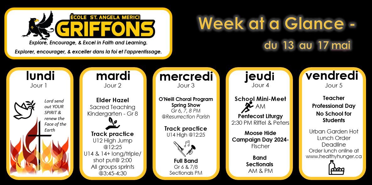 📣😀Hello Griffon family! Amazing things are happening this week. Check out our Week at a Glance!