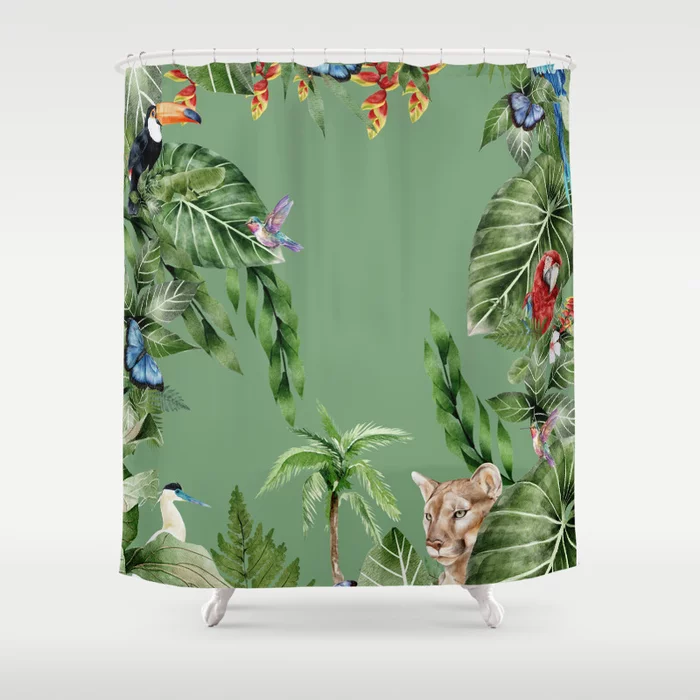 The Magical Jungle Is Filled With Beautiful Animals Shower Curtain. Save 15% on #showercurtains. New design! society6.com/product/the-ma…