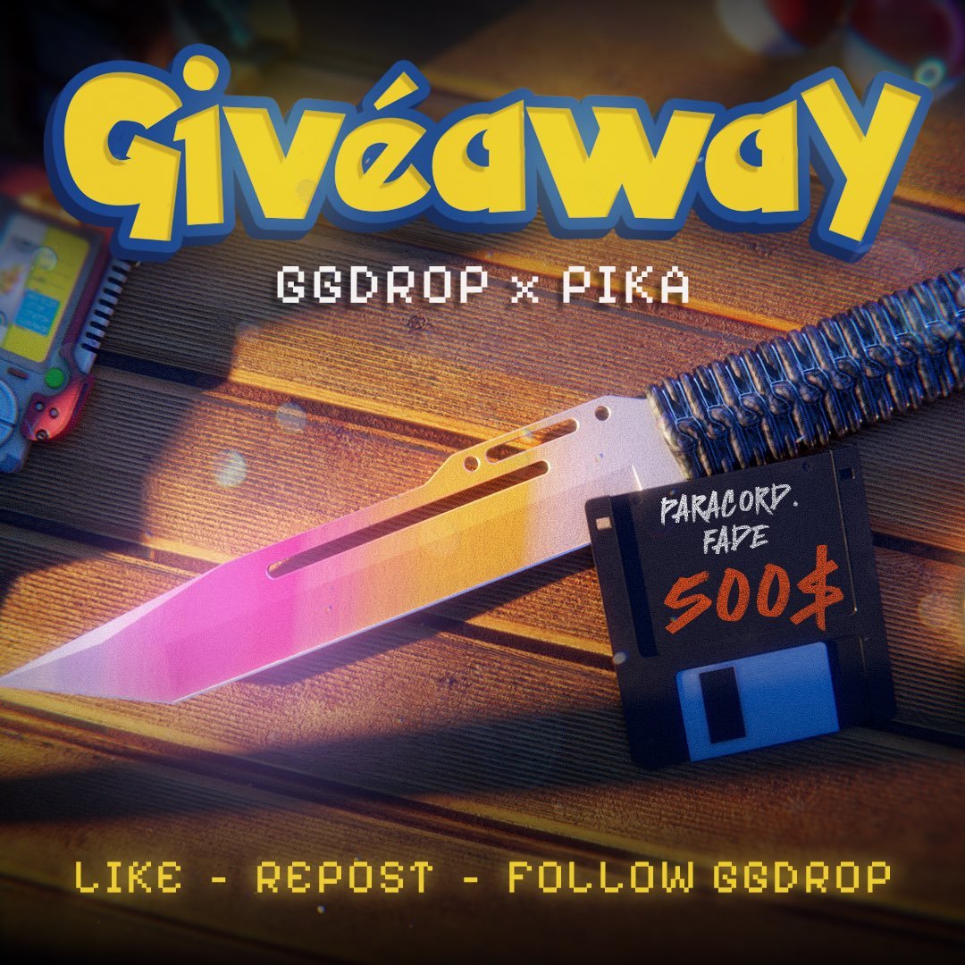 🚨 $500 Paracord Knife | Fade Giveaway 🚨

To Enter:

➡️ Follow @PikaGambles & @gg_drop 
➡️ Like & RT
➡️ Tag 2 Friends

Winner Rolled in 7 Days ⏰

#csgogiveaways #csgogiveaway #csgo