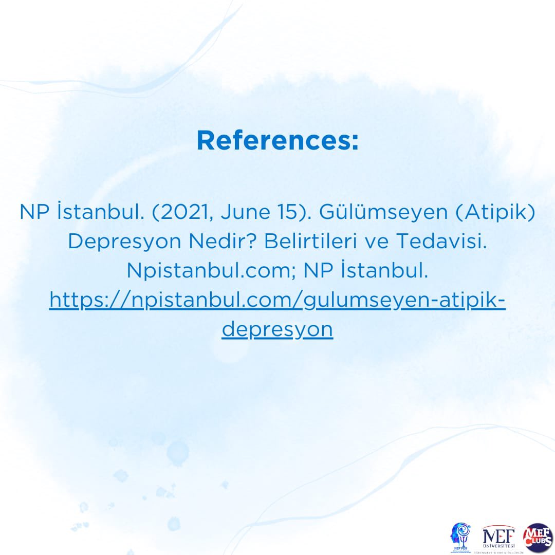 Bu haftaki konumuz atipik (gülümseyen) depresyon 🙃. . . . #mefpdr #atipikdepresyon #mefüniversitesi