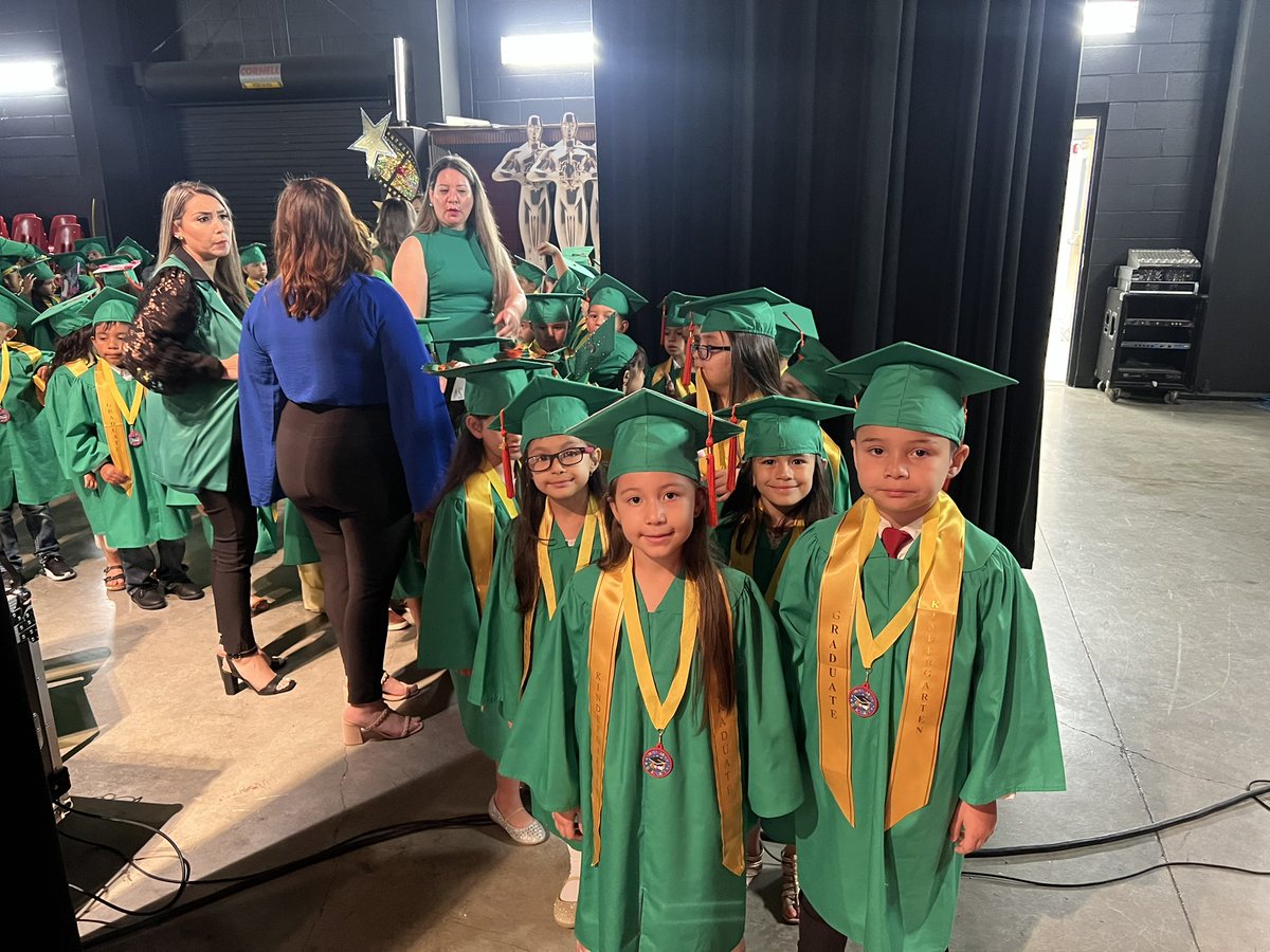 The Kinder Warriors at Delia G. Garcia Elementary are excited about their graduation this morning!