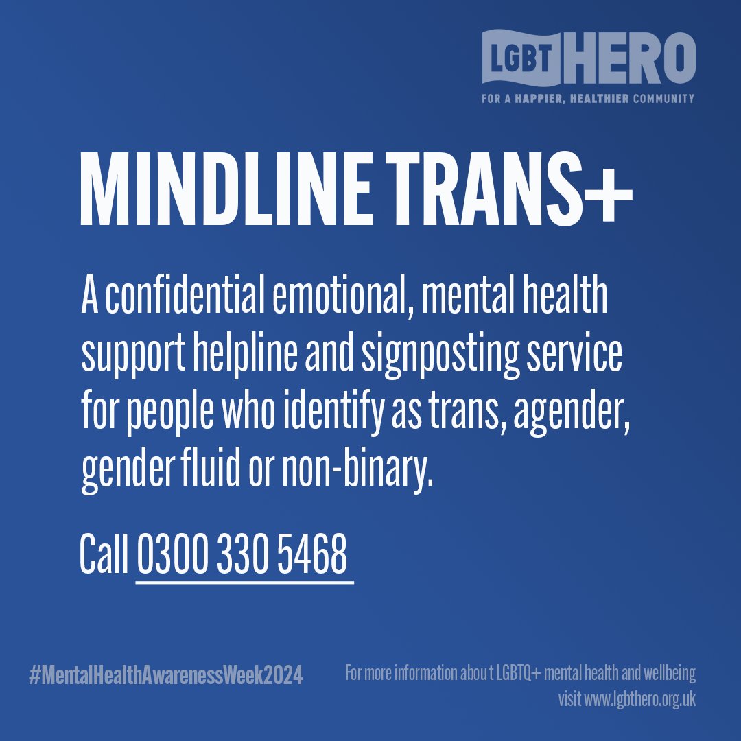 It's #MentalHealthAwarenessWeek2024 If you are LGBTQ+ and in need of mental health and wellbeing support, community support or just someone to talk to, here are some services that can help you on your journey. Share this information with your friends or anyone you think might