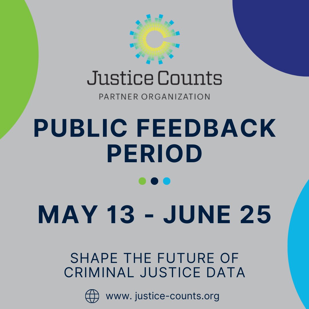 GIVE YOUR FEEDBACK NOW! As a #JusticeCounts partner, we need your thoughts on the Justice Counts proposed Tier 2 Metrics. Leave your mark on the future of criminal justice data through June 25: bit.ly/JCFBT2