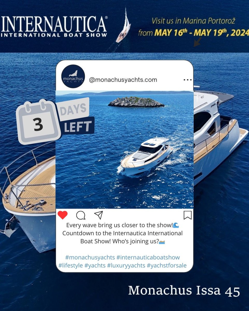 We hope to see you... -- #monachusyachts #internauticaboatshow #boatshow #yachtsforsale #luxurylifestyle #motoryachts