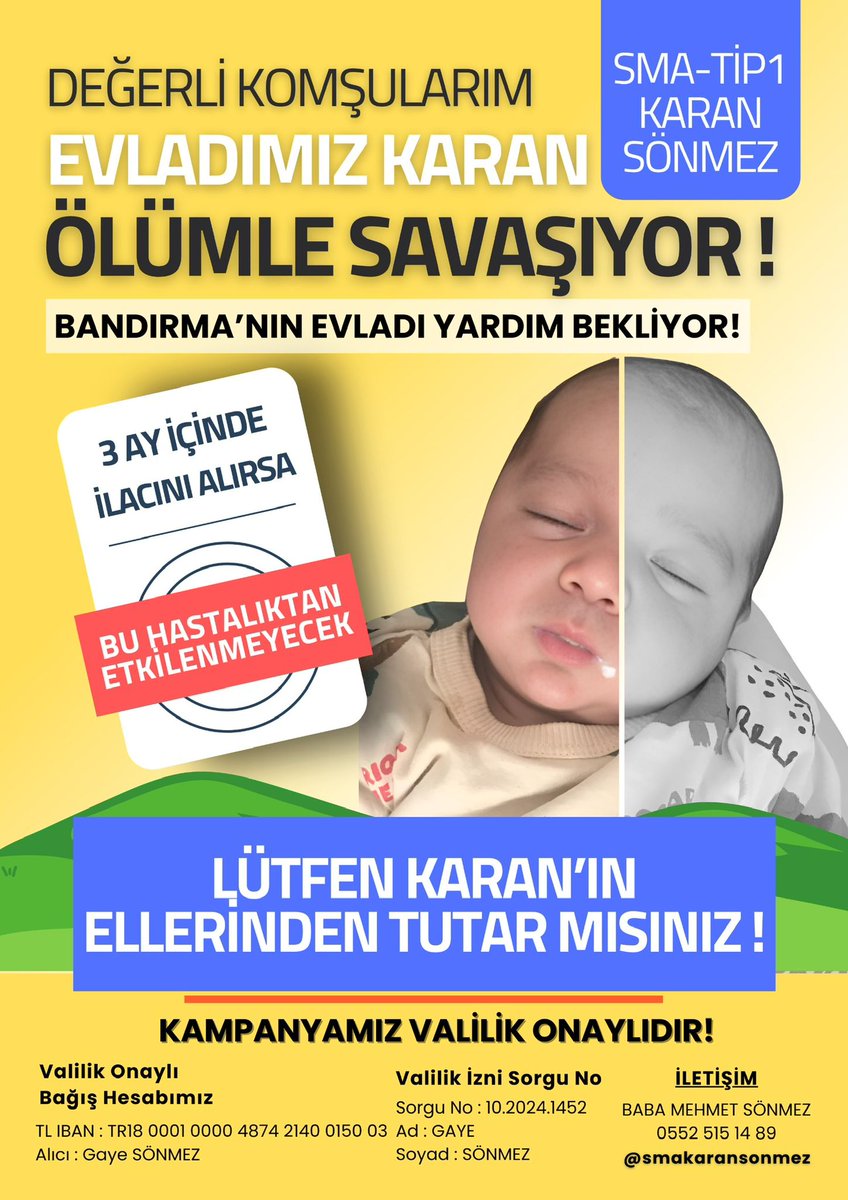 ❗❗Çocuklar yarınlarımız, yarınlarımıza nefes olurmusunuz
⭕🚜⭕
1 🚜 10 TL TR18 0001 0000 4874 2140 0150 03
Alıcı: Gaye Sönmez 
Açıklama: Kıvanç Karan
🇪🇺 IBAN
$:TR88 0001 0000 4874 2140 0150 04
€: TR61 0001 0000 4874 2140 0150 05
SWIFT CODE: TCZBTR2A