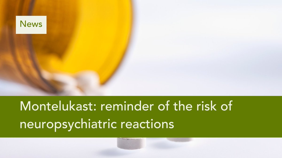 🗞️More prominent warnings are to be added to the leaflet that is provided with every pack of montelukast in the UK, reminding patients & healthcare professionals that they should be alert to serious neuropsychiatric reaction) associated with the treatment ow.ly/z4Az50RE9QM