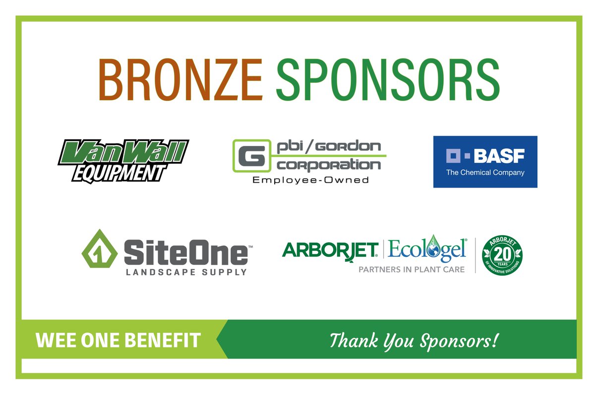 A big thank you to our BRONZE Sponsors for supporting this year's Wee One Benefit on May 20th.  We couldn't do it without you!! There's still time to register for this event, go to iowagcsa.org/Registration/ today to sign up! @vanwall @PBIGordonTurf @BASF @SiteOneSupply @Arborjet