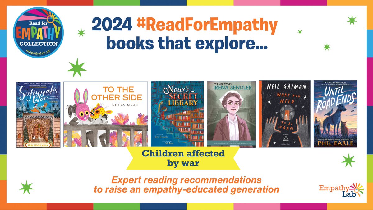 These #ReadForEmpathy books illuminate the experiences of children living through war. Where there is conflict, there are traumatised and suffering children. Empathy is so needed for all children caught up in war. empathylab.uk/RFE-2024